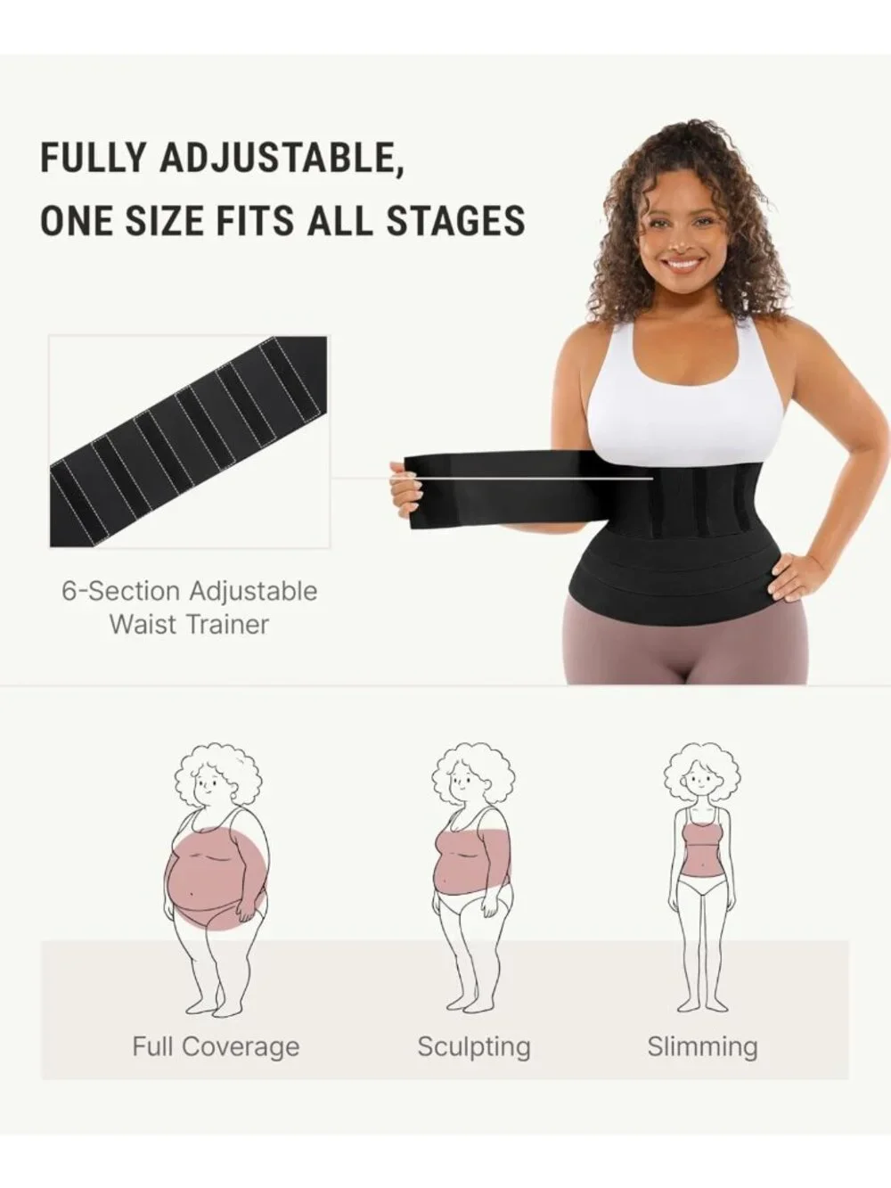 Tummy Control Waist Trainer for Women - Long Torso Trimmer Belt & Wrap